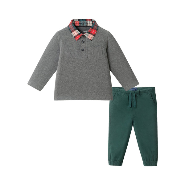 infant-polo-jogger-set-grey Sophia's StylePolo Shirt Set-1